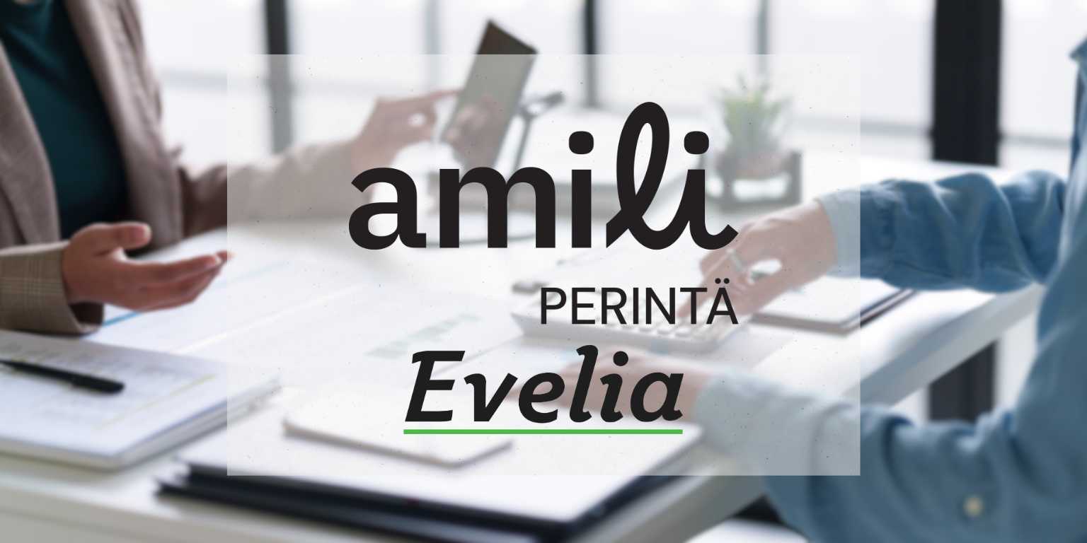 Evelian ohjelmistonäkymä, josta erääntyneen laskun voi siirtää Amili-perintään yhdellä klikkauksella.